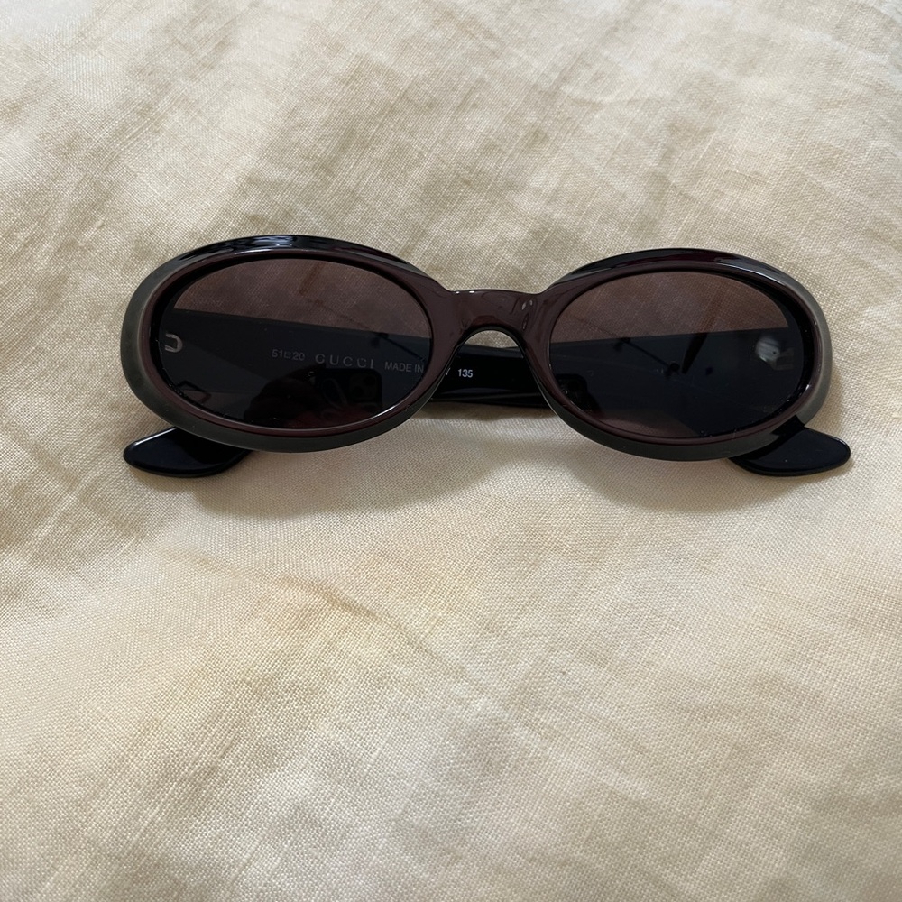 Gucci Oval Sunglasses in Dark Brown with Black Temples